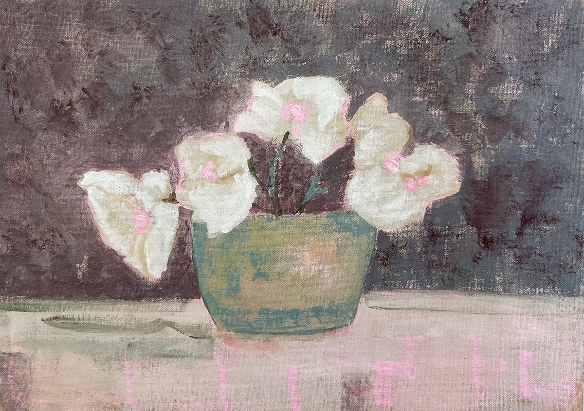 White Flowers I - Original Painting - Marcia Priestley