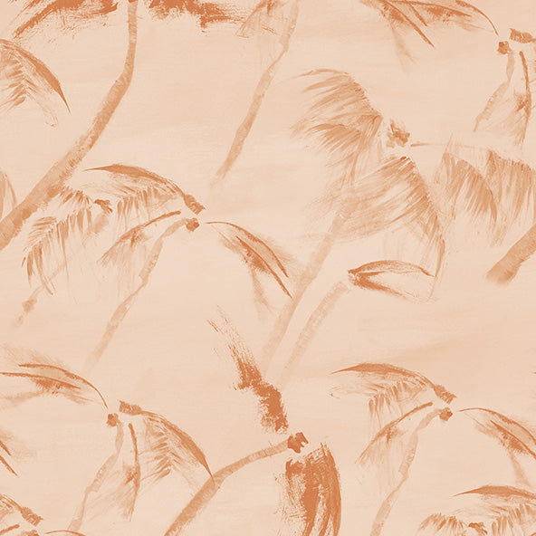 Pattern of palm leaves on a peach background